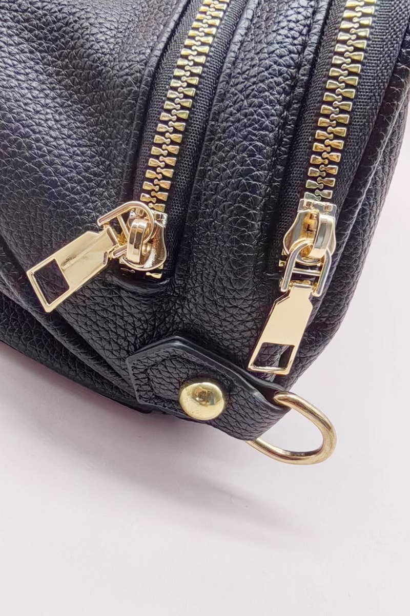 Vegan Leather Multi Pocket Crossbody Bag