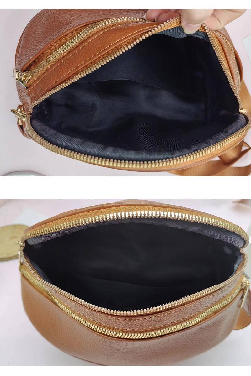 Vegan Leather Multi Pocket Crossbody Bag