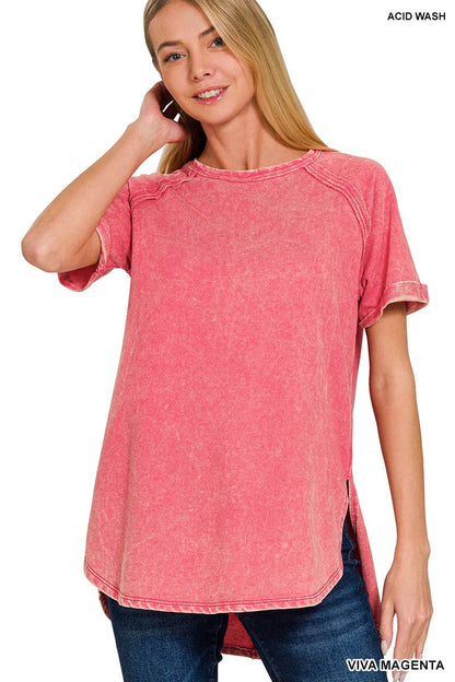 French Terry Vintage Wash Casual Top W/ Back Patch
