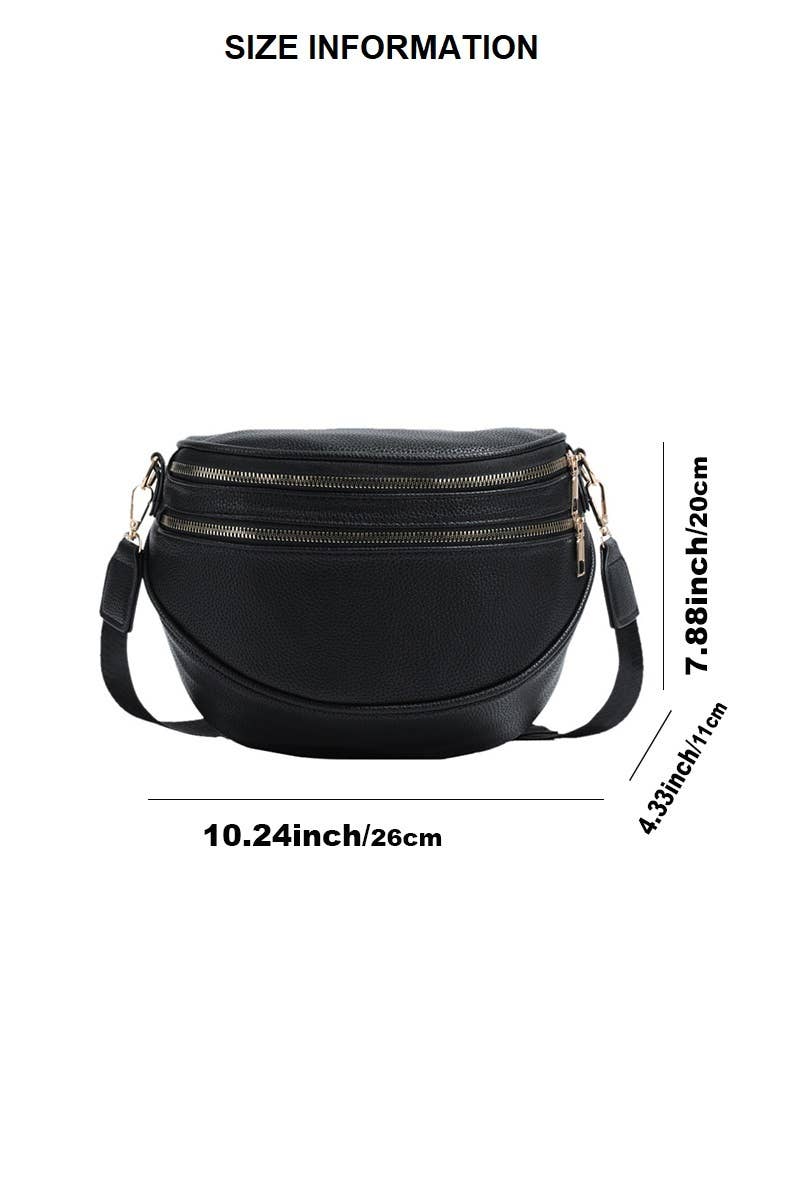 Vegan Leather Multi Pocket Crossbody Bag